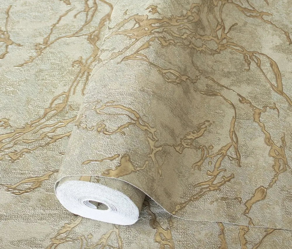 Vera Bloom Truffle Marble Effect Wallpaper wallpaper
