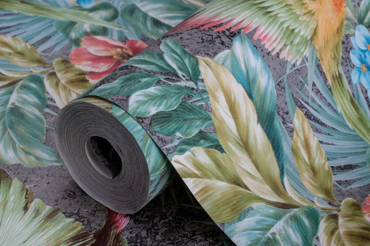 Tropical Maison Midnight Parrot Jungle Wallpaper wallpaper