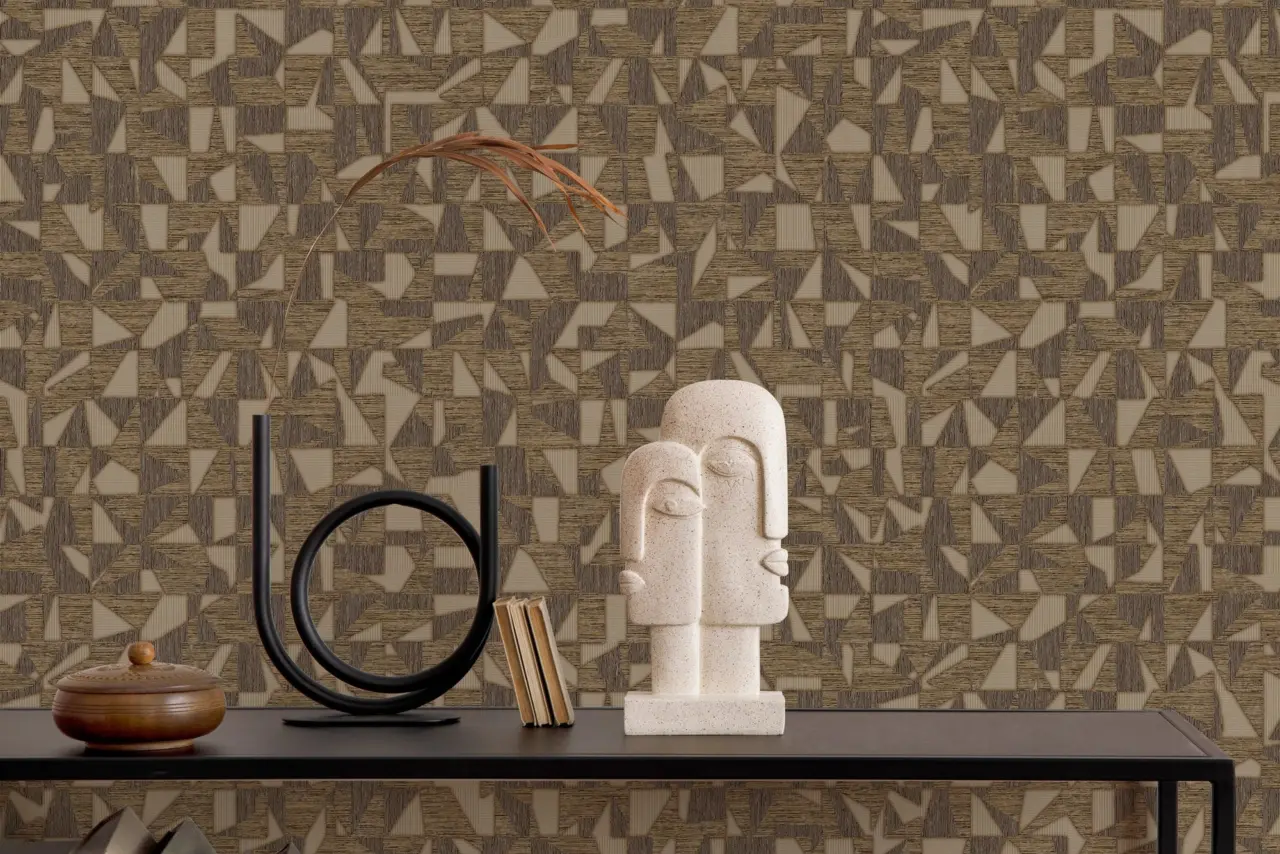 Vera Bloom Fawn Geometric Pattern Wallpaper wallpaper