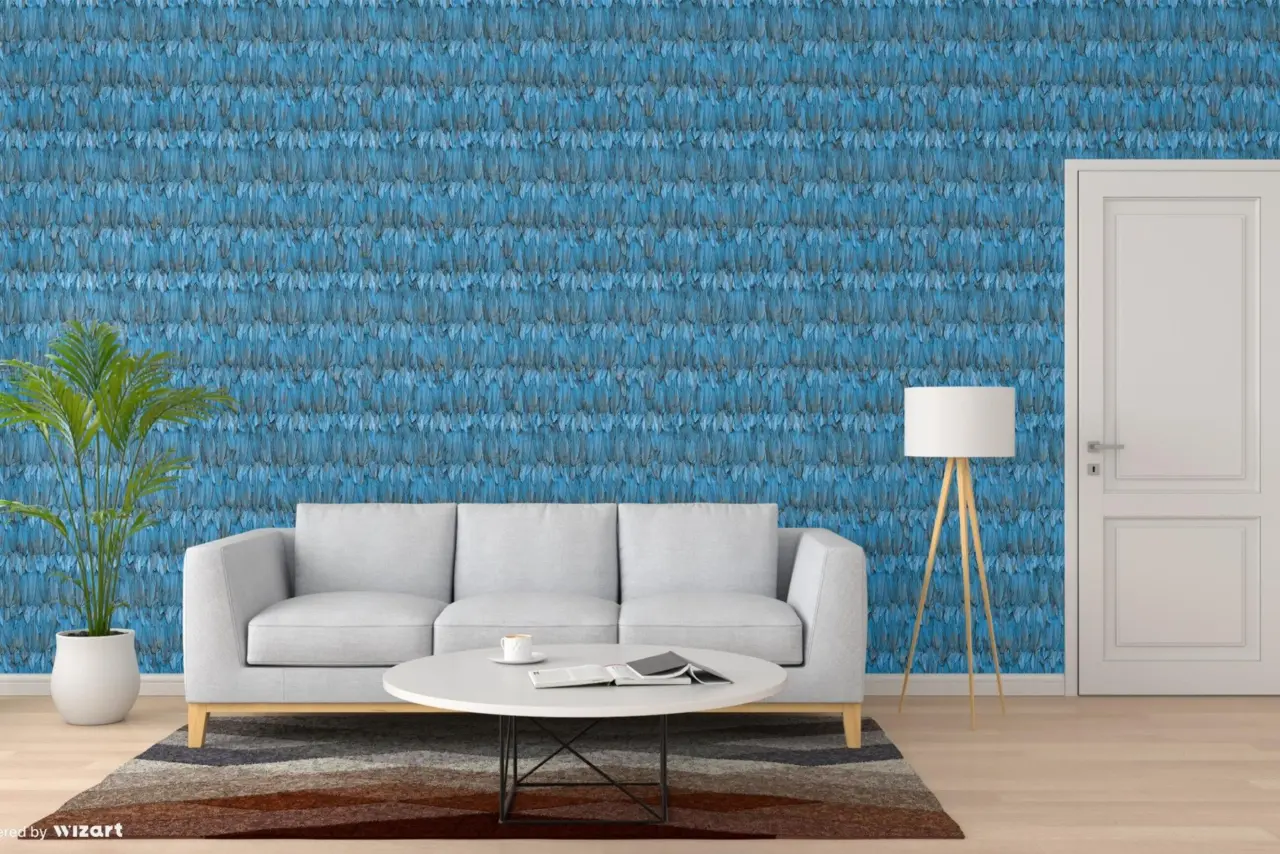 Tropical Maison Deep Blue Feather Effect Wallpaper wallpaper