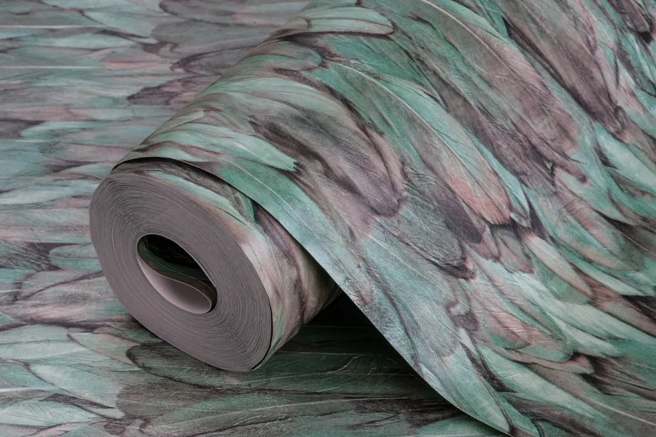 Tropical Maison Slate Feather Effect Wallpaper wallpaper