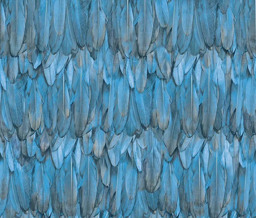 Tropical Maison Deep Blue Feather Effect Wallpaper wallpaper