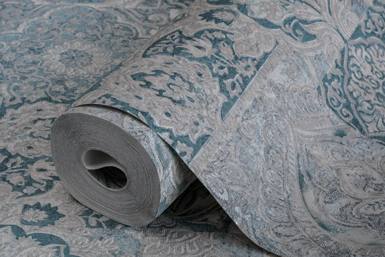Tropical Maison Silver Taupe Ornamental Damask Wallpaper II wallpaper